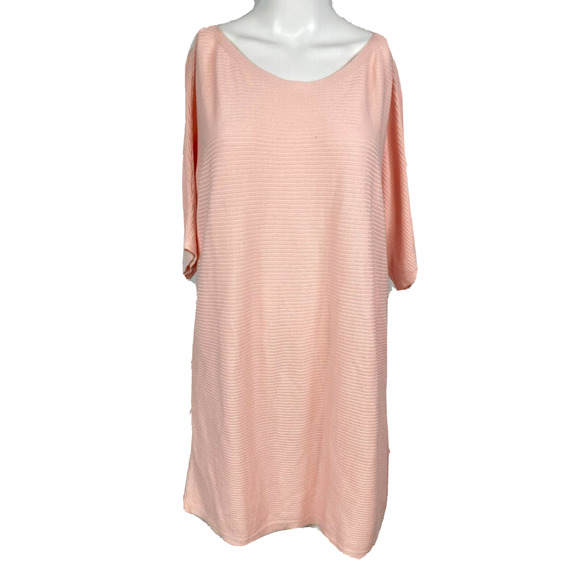 Talbots Sweater Womens Sz L Pink Short Sleeve Ribbed Knit Pullover Tunic‎ - Picture 1 of 9